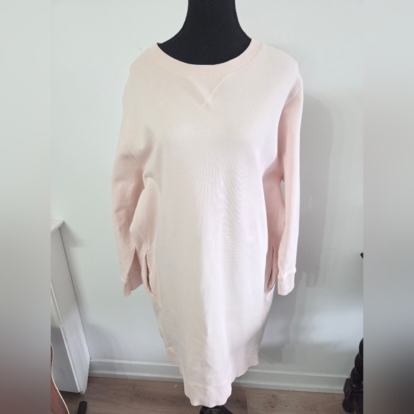 COS pale pink cotton sweatshirt dress Sz L - Picture 2 of 10